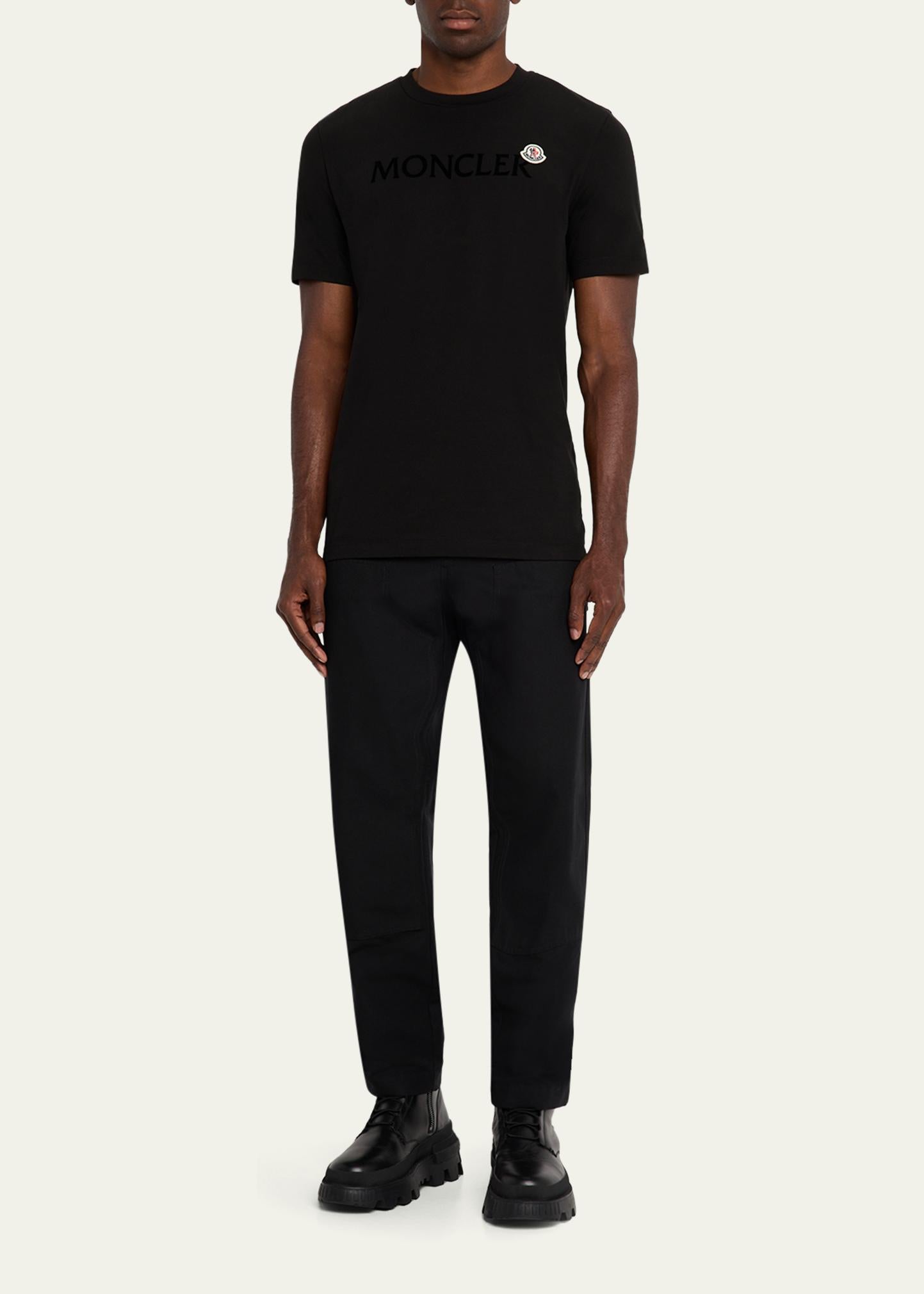 Moncler Men's Logo Script Crewneck T-Shirt Black