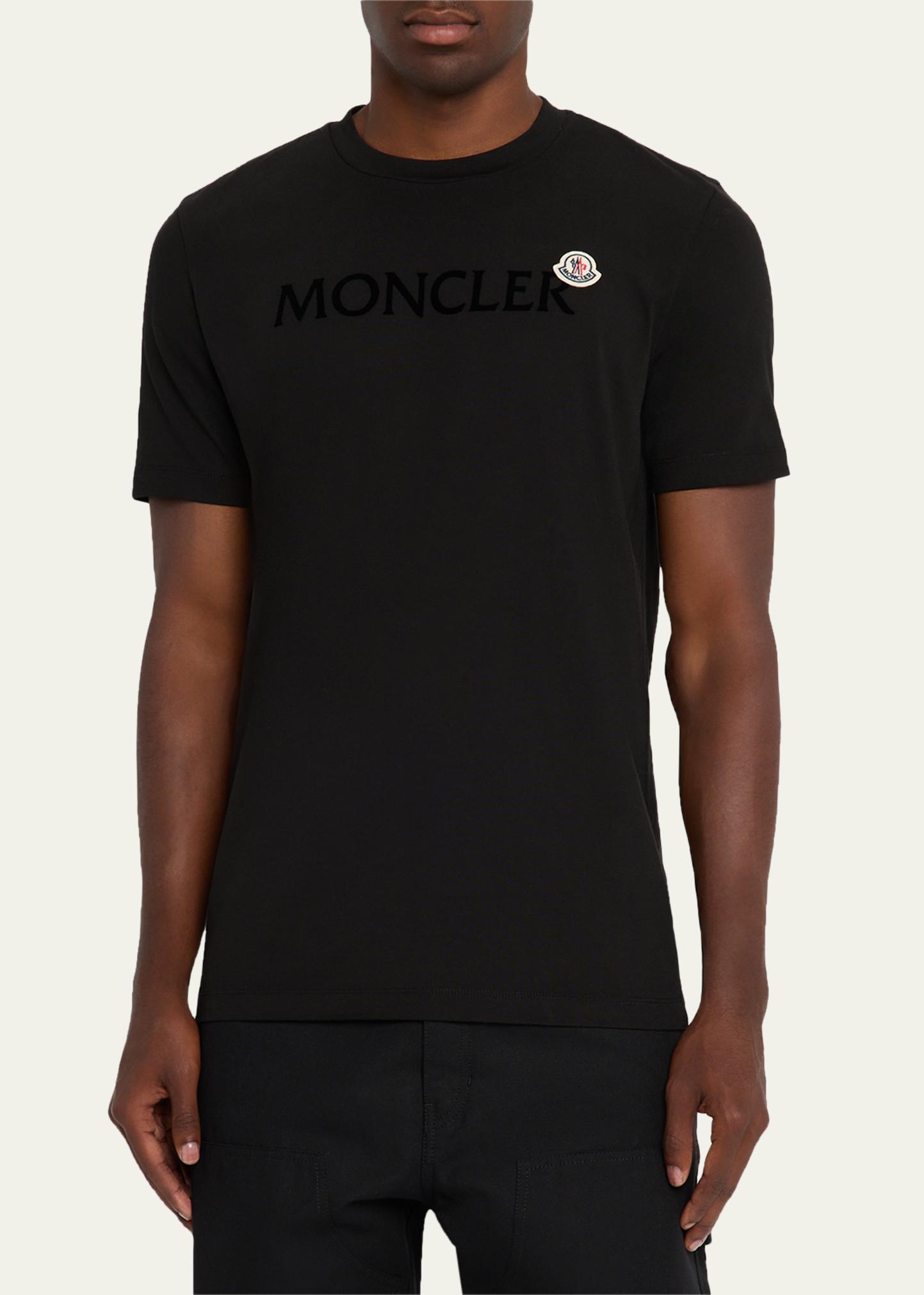 Moncler Men's Logo Script Crewneck T-Shirt Black