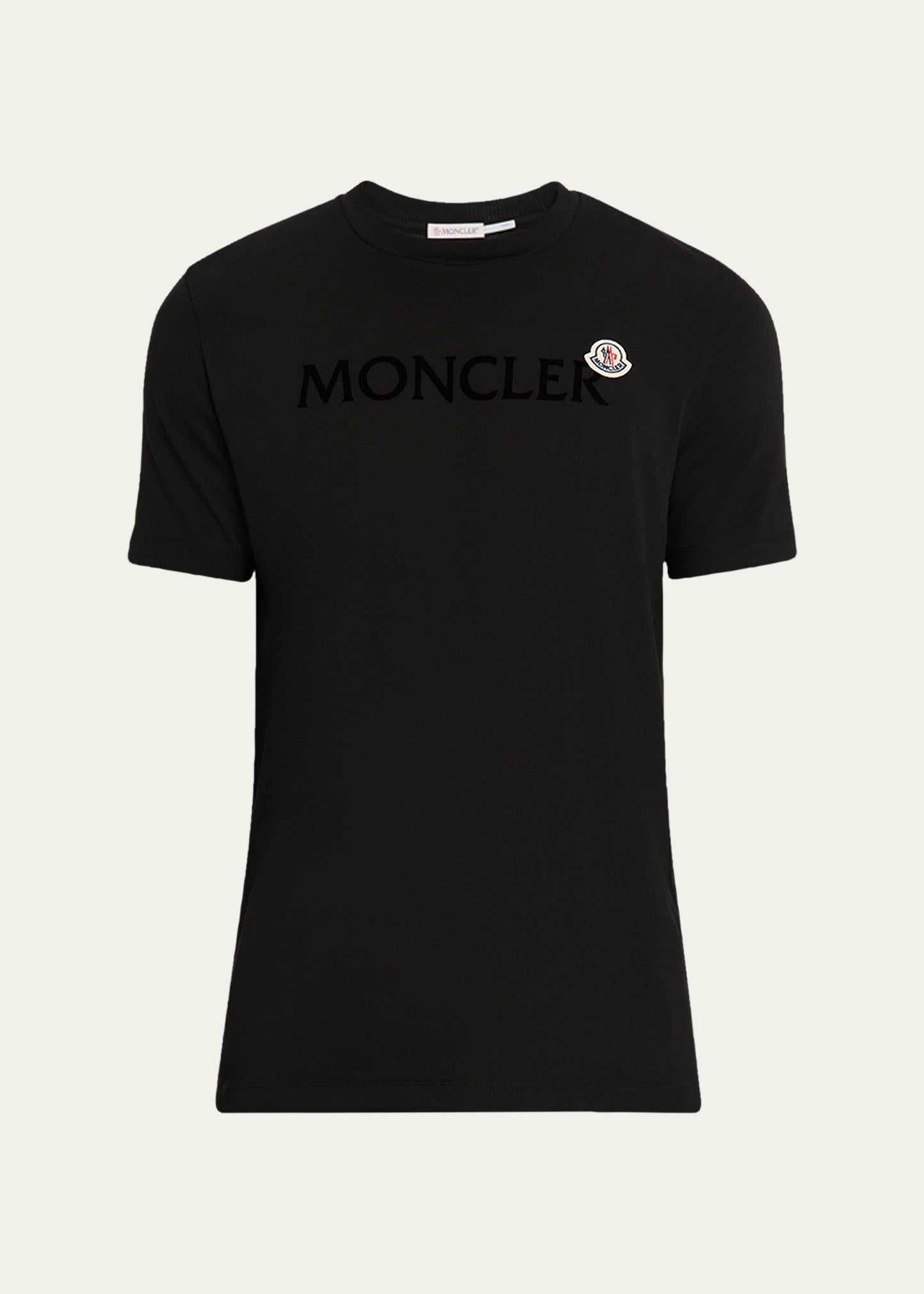 Moncler Men's Logo Script Crewneck T-Shirt Black