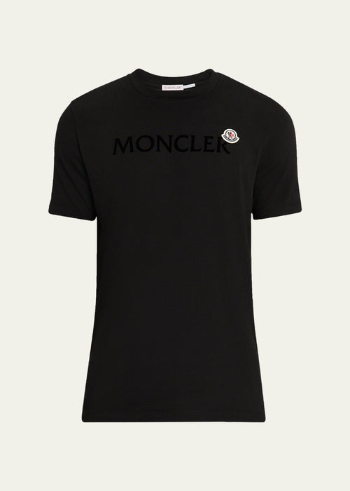 Moncler Men's Logo Script Crewneck T-Shirt Black