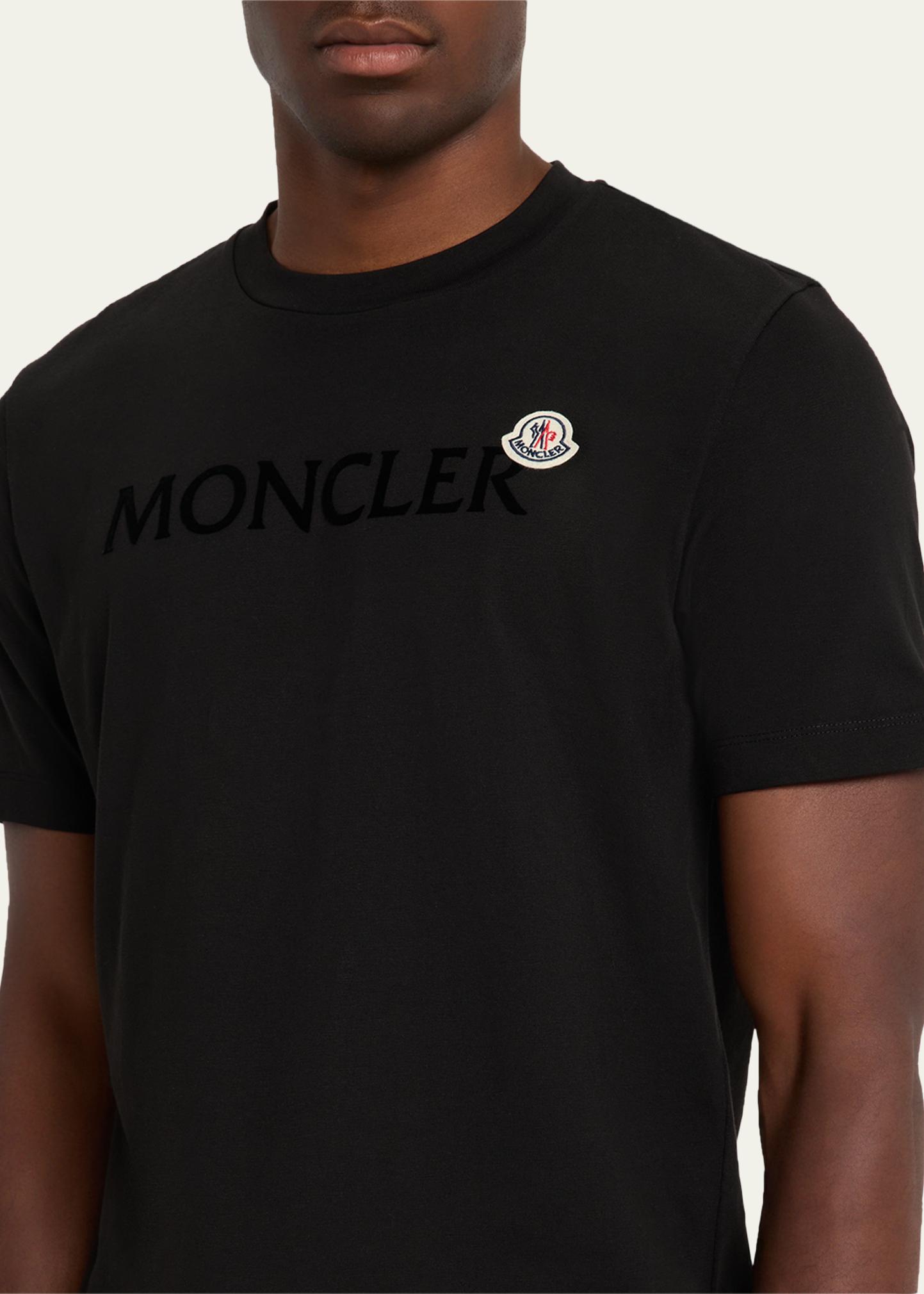 Moncler Men's Logo Script Crewneck T-Shirt Black